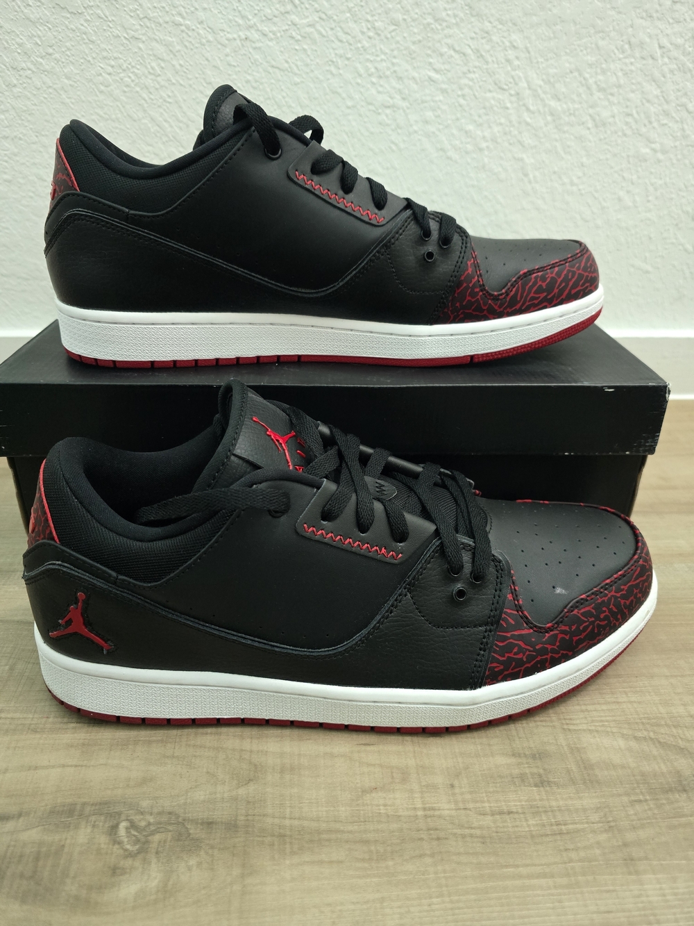 Men's Black & Red Air Jordan 1 Fight 2 Low-Top Sneakers